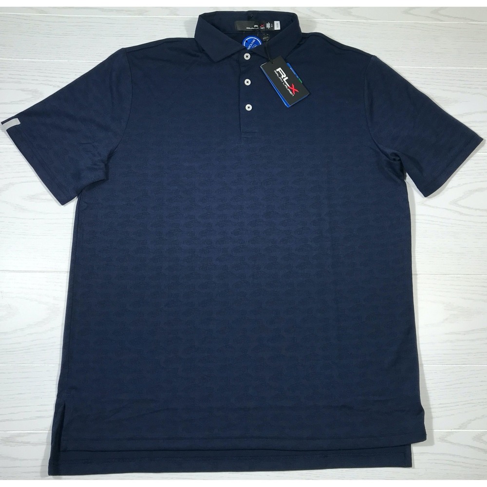 RLX Ralph Lauren Performance Golf Polo Shirt Mens Size L Blue Car Wicking New